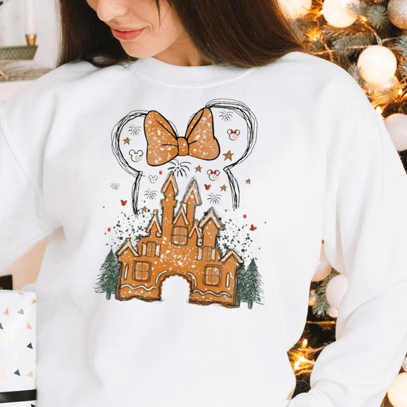 Desert Bloom Darlin Sweaters - Enchanted Gingerbread Castle White Sweatshirt